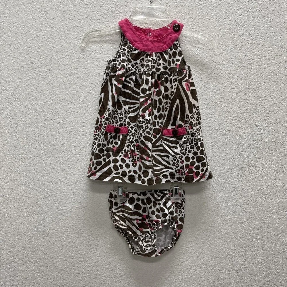 Carter’s Girls Size 24 Months Brown Pink Animal Cheetah Sleeveless 2pc - Picture 1 of 7